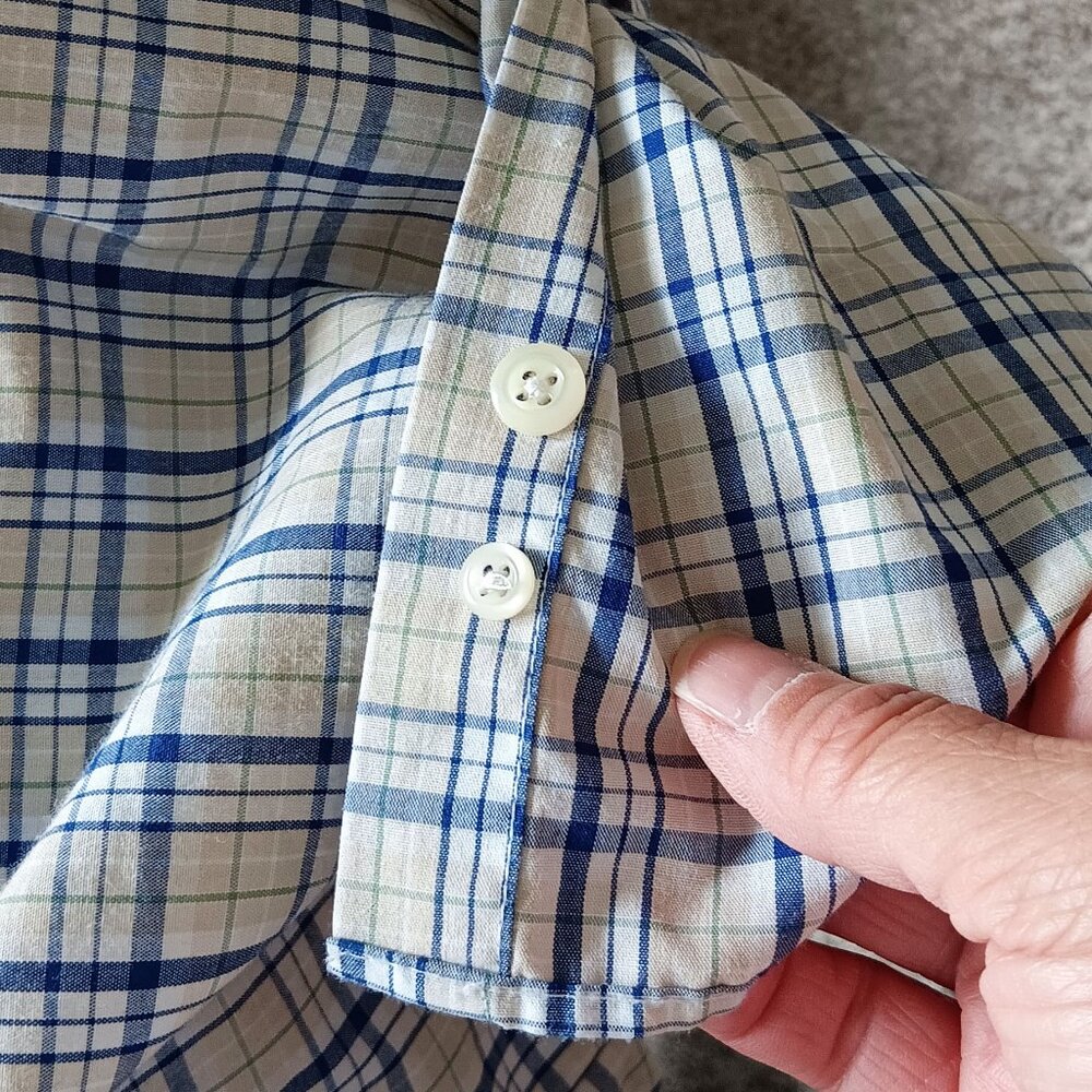 ARROW White and Blue Plaid Short Sleeved Button Down Shirt Size XXL - Picture 7 of 10